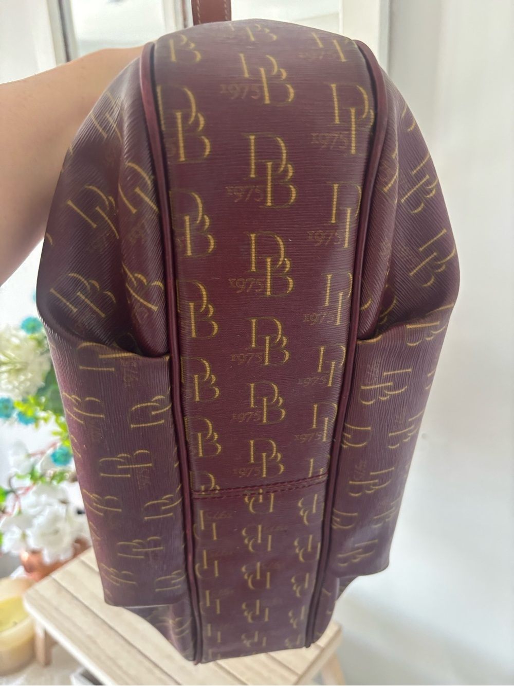 Dooney & Bourke Brown /Burgundy Logo Hobo Shoulder Bag - Picture 7 of 8